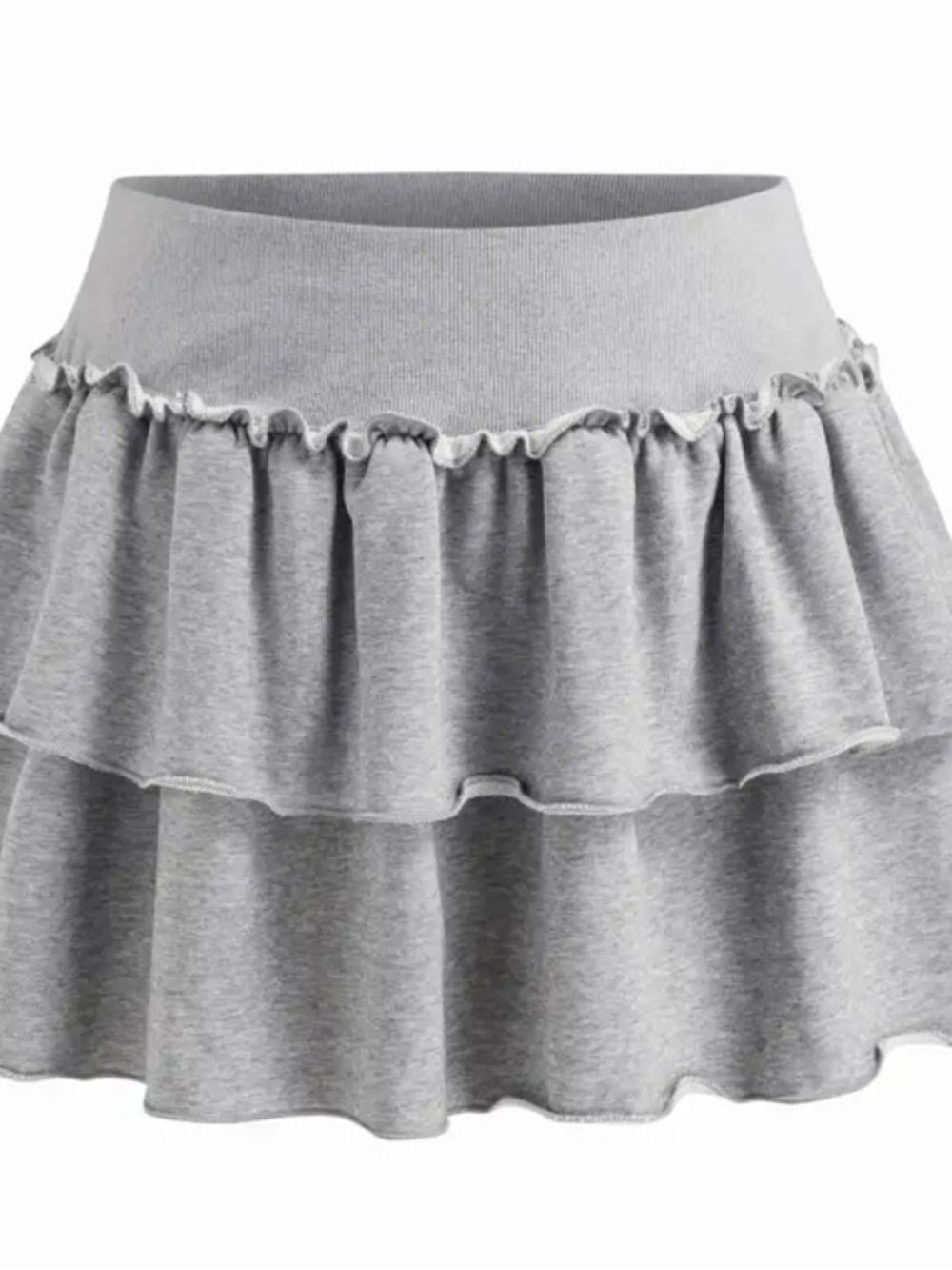Cider Grey Ruffled Knit Mini Skirt - Picture 2 of 3